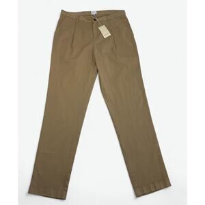 Sunspel Pants Mens 34 Khaki Brown Pleated Chino Stretch Cotton Luxury Trouser
